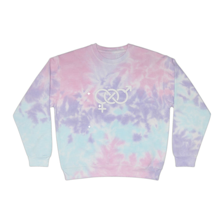 Unique men's tie-dye crewneck sweatshirt, perfect for personal expression and stylish comfort. Cotton candy