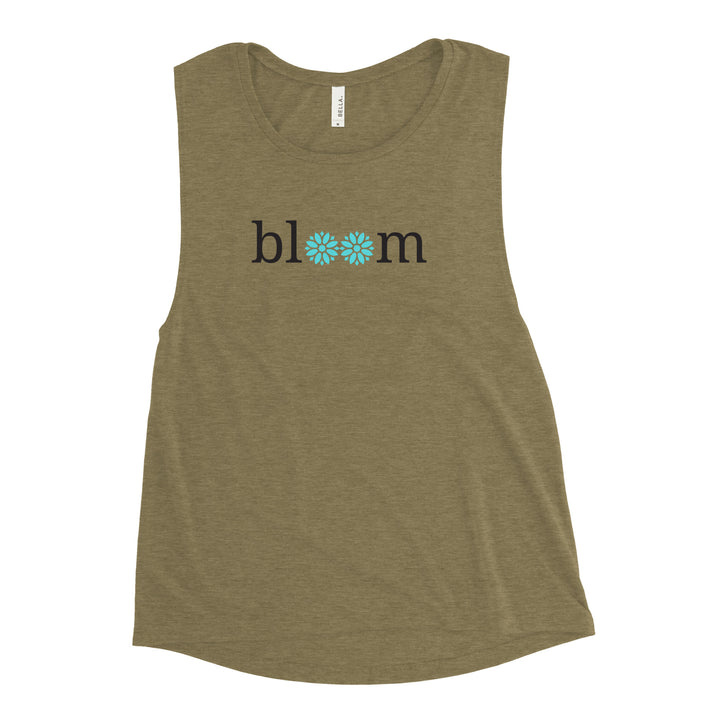 Empowering workout wear: Olive muscle tank that encourages you to bloom with every move.